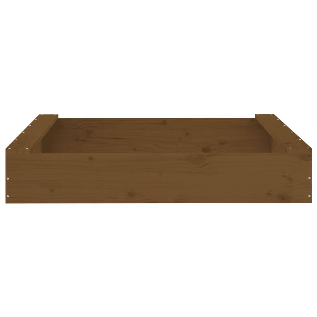 vidaXL Sandkasten mit Sitzen Honigbraun Quadratisch Massivholz Kiefer