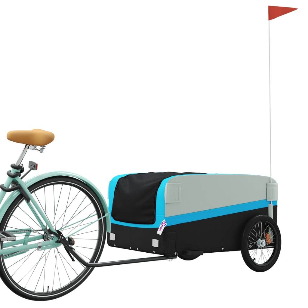 vidaXL Fahrradanhänger Schwarz und Blau 45 kg Eisen