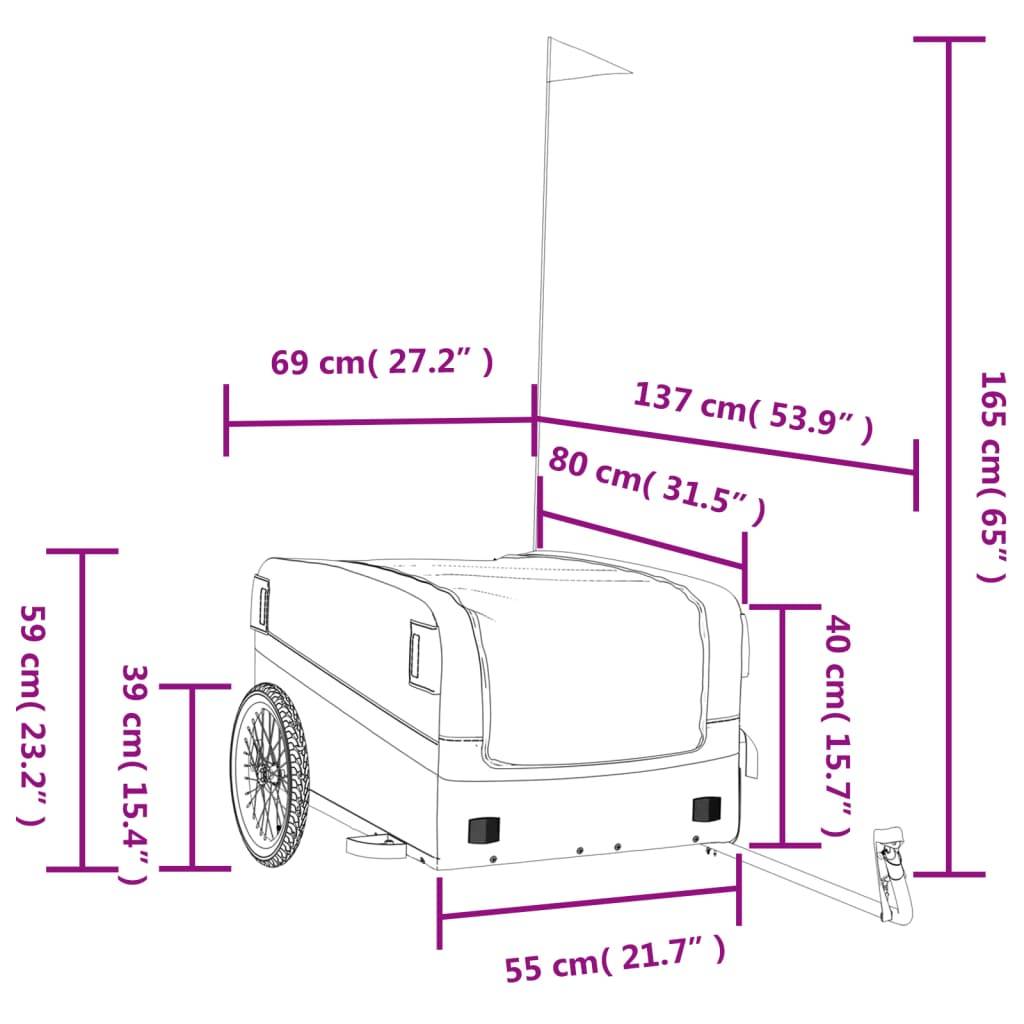 vidaXL Fahrradanhänger Schwarz und Blau 45 kg Eisen