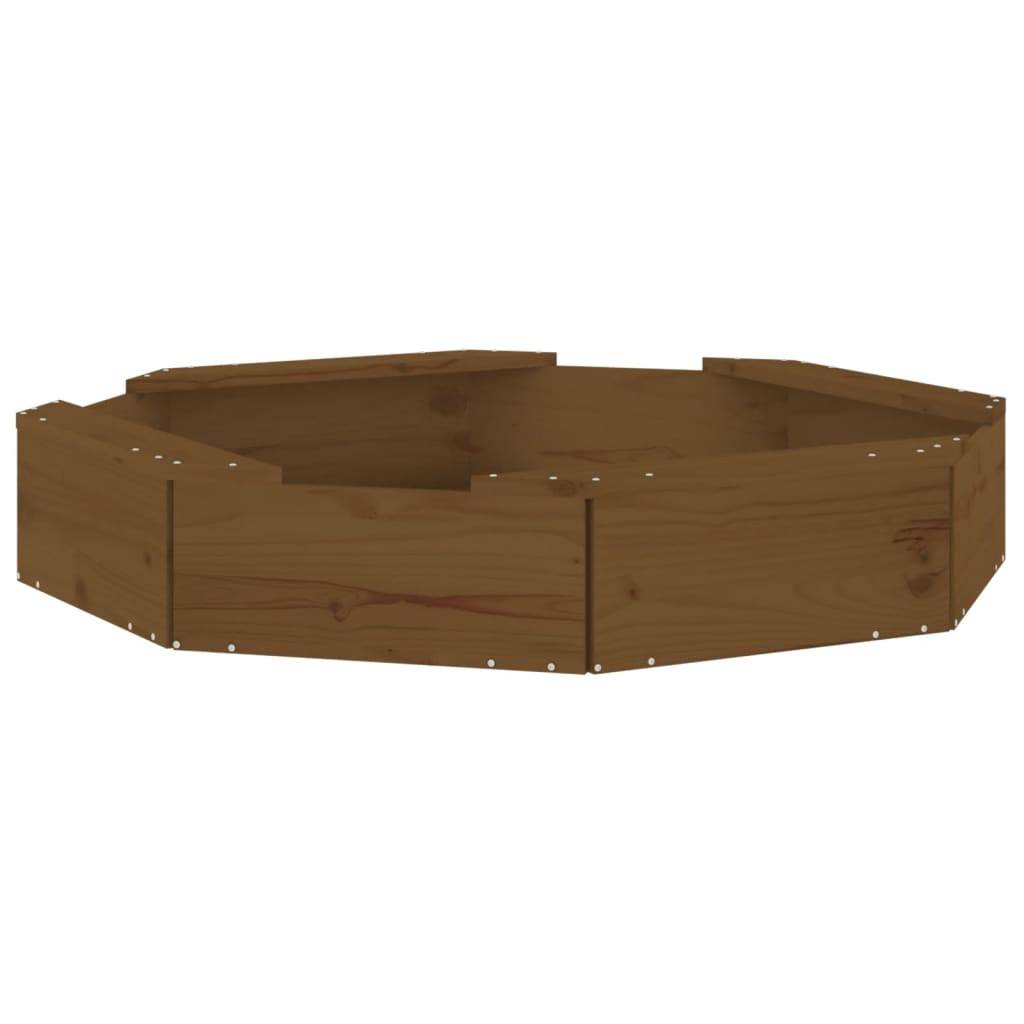 vidaXL Sandkasten mit Sitzen Honigbraun Achteck Massivholz Kiefer