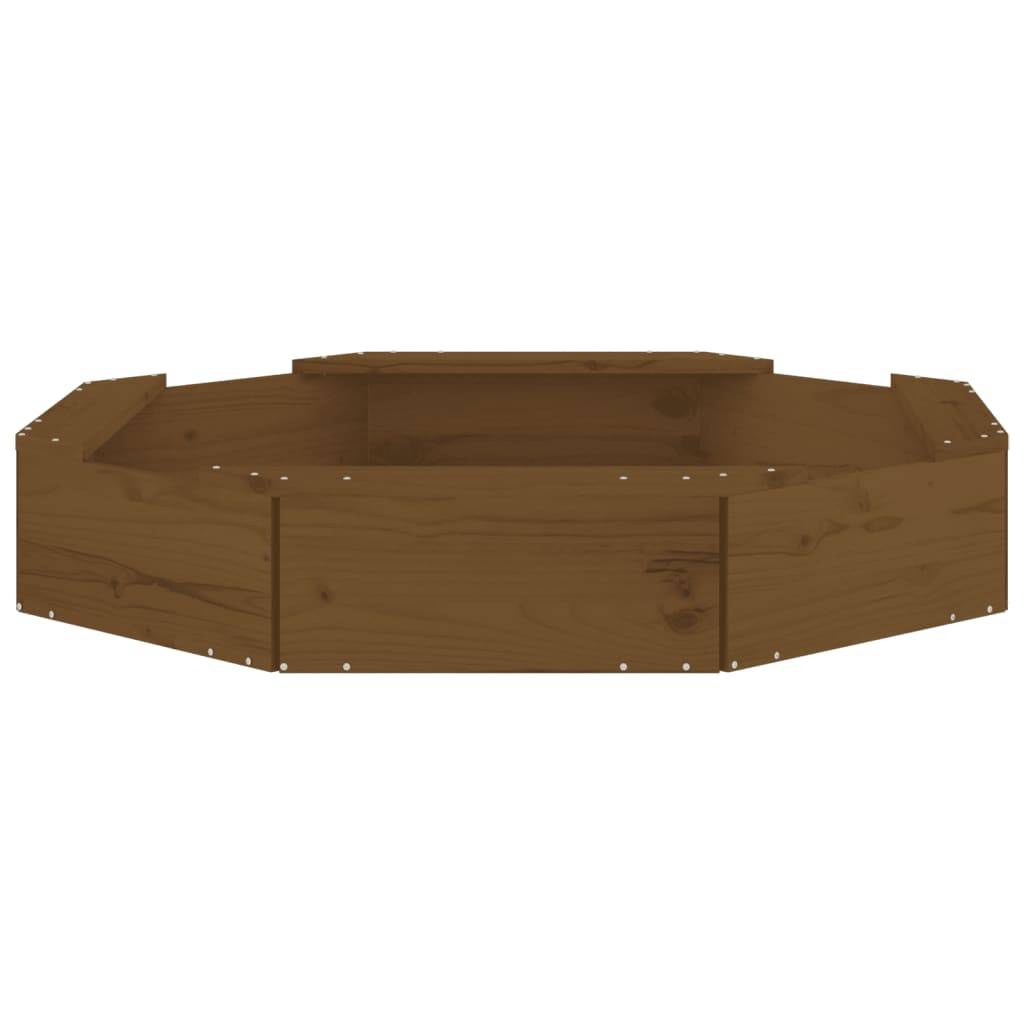vidaXL Sandkasten mit Sitzen Honigbraun Achteck Massivholz Kiefer
