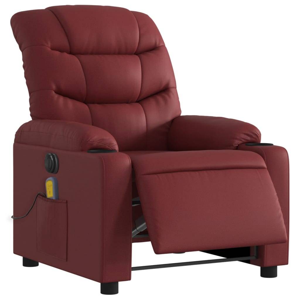 vidaXL Massagesessel Elektrisch Weinrot Kunstleder