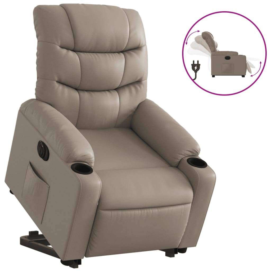 vidaXL Relaxsessel mit Aufstehhilfe Elektrisch Cappuccino Kunstleder