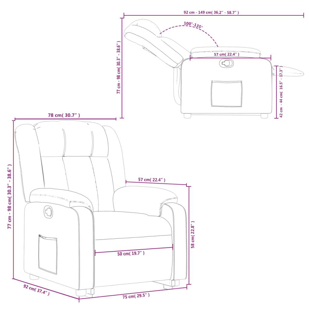 vidaXL Relaxsessel mit Aufstehhilfe Creme Kunstleder