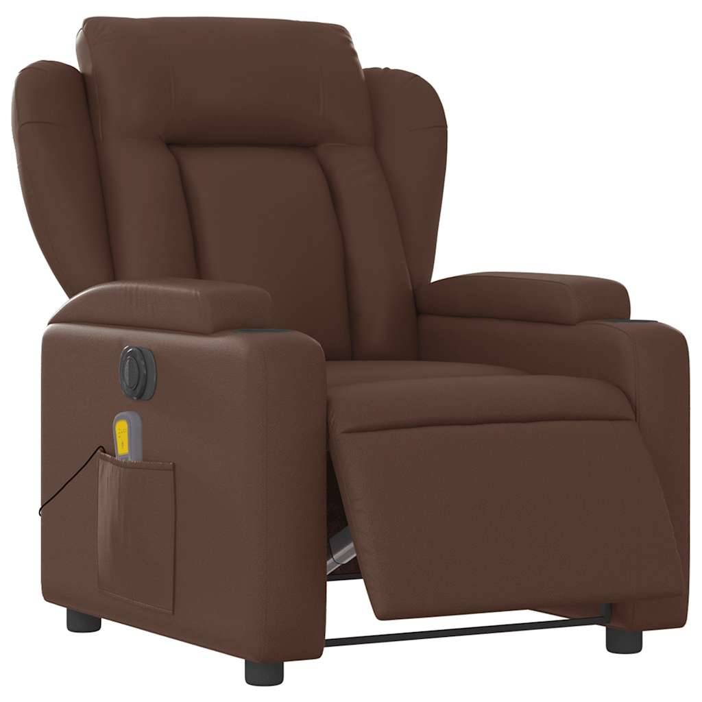vidaXL Massagesessel Elektrisch Braun Kunstleder