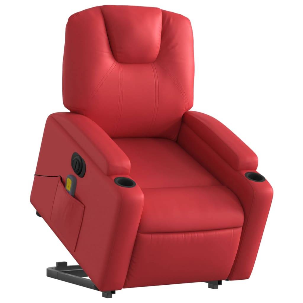 vidaXL Massagesessel mit Aufstehhilfe Elektrisch Rot Kunstleder