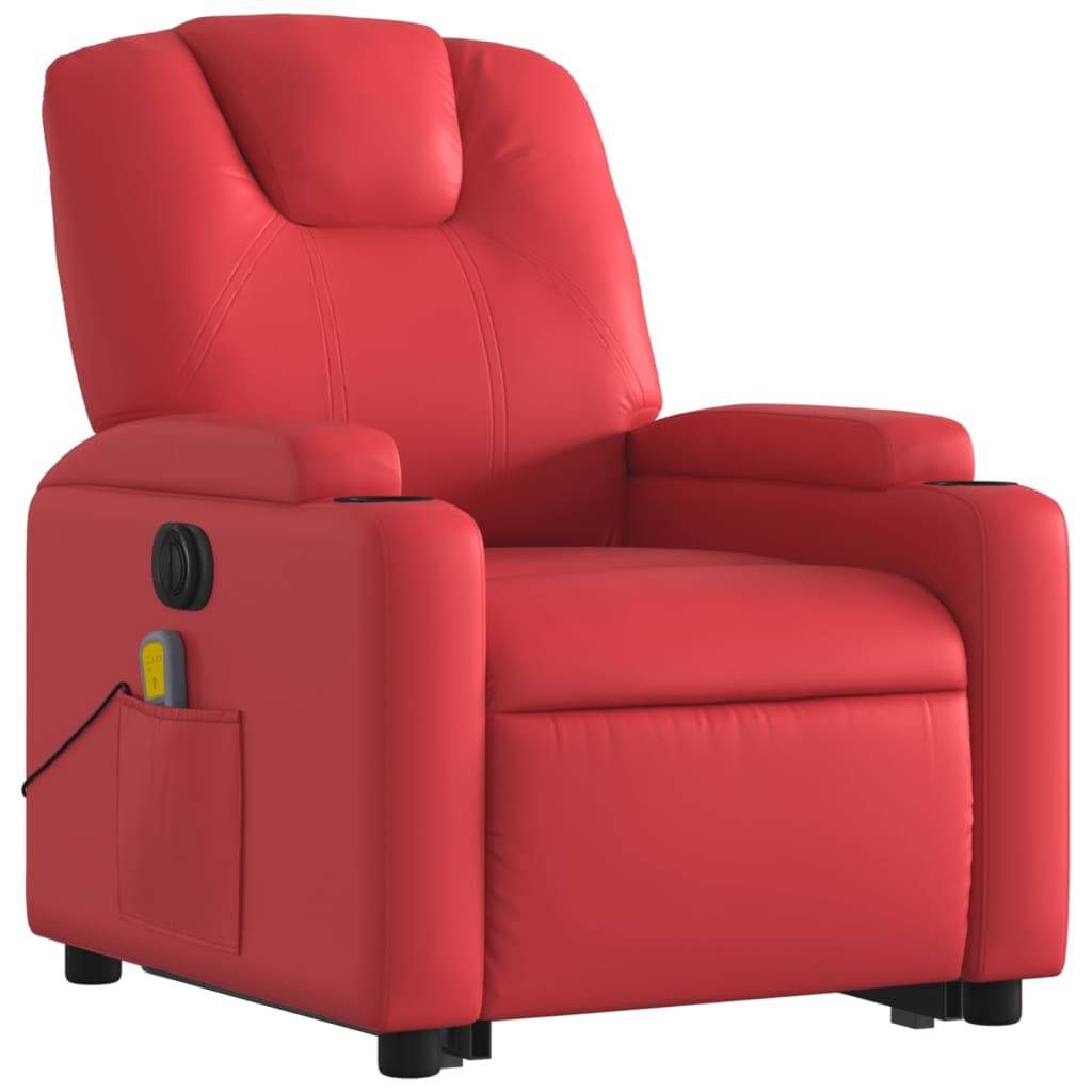 vidaXL Massagesessel mit Aufstehhilfe Elektrisch Rot Kunstleder