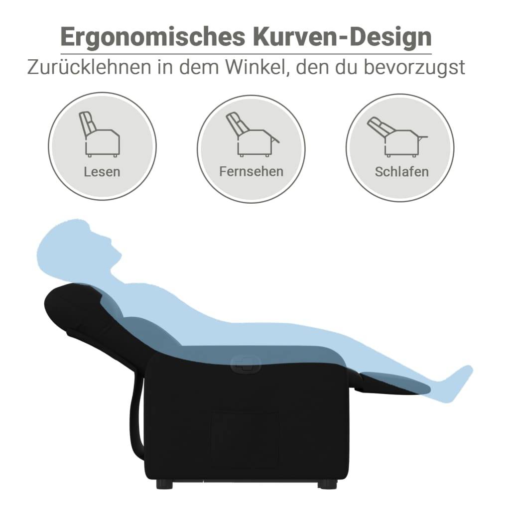 vidaXL Relaxsessel mit Aufstehhilfe Schwarz Stoff