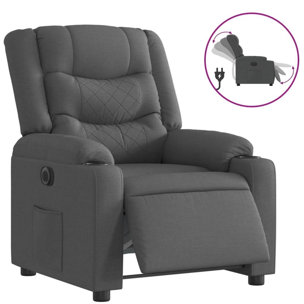 vidaXL Relaxsessel Elektrisch Dunkelgrau Stoff