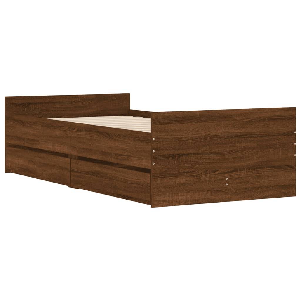 vidaXL Bettgestell mit Schubladen Braun Eichen-Optik 100x200 cm