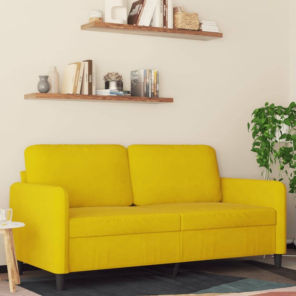 vidaXL 2-Sitzer-Sofa Gelb 140 cm Samt