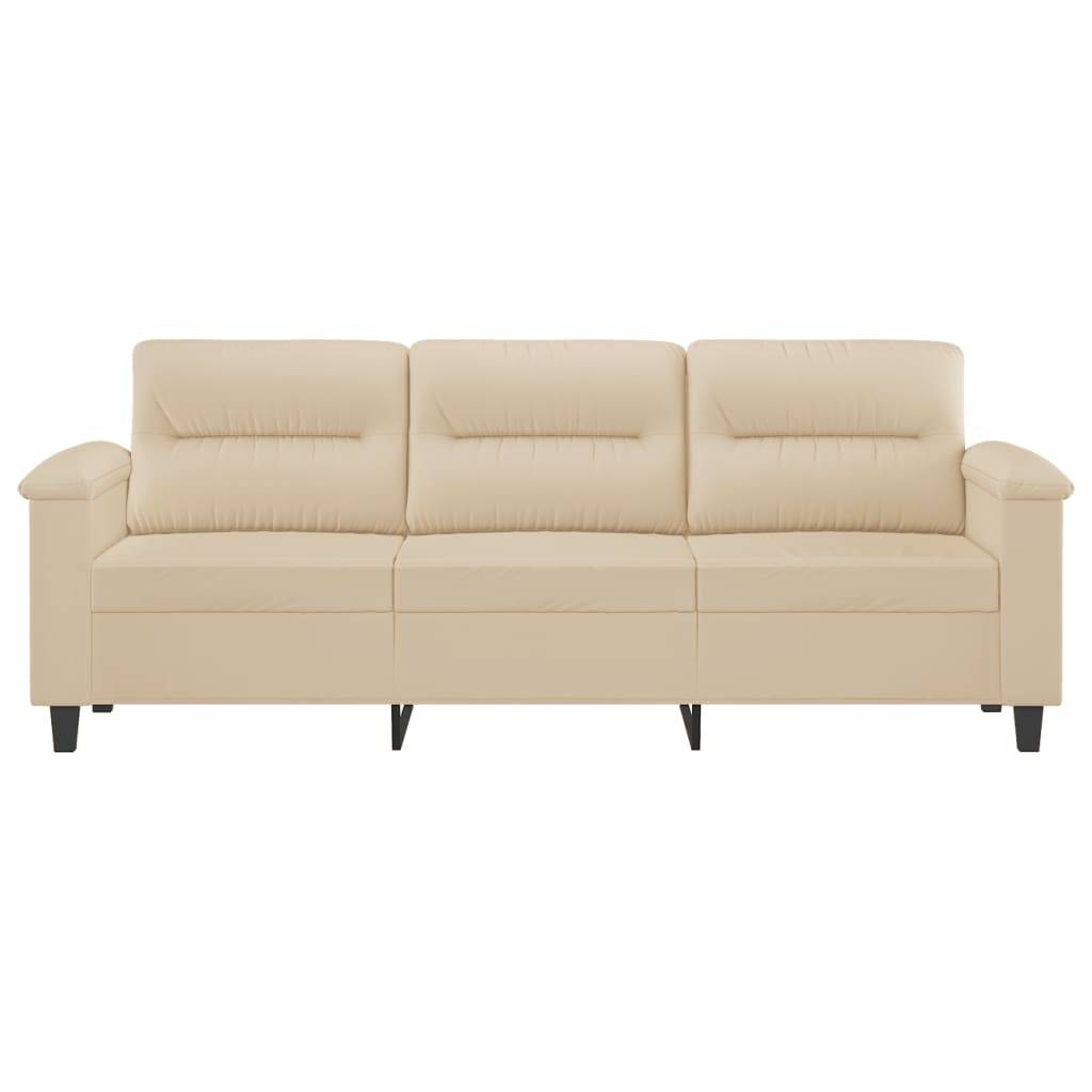 vidaXL 3-Sitzer-Sofa Creme 180 cm Mikrofasergewebe