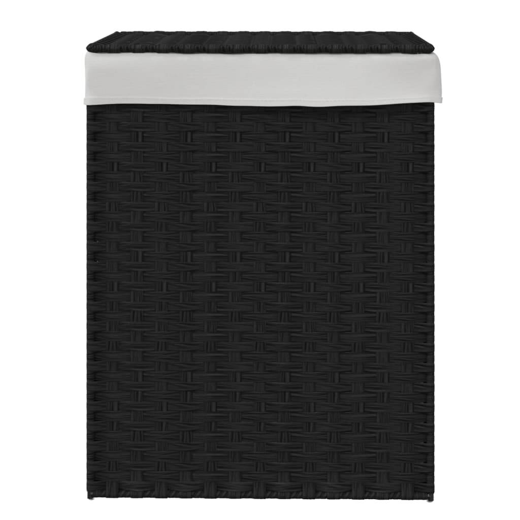 vidaXL Wäschekorb mit Deckel Schwarz 46x33x60 cm Poly Rattan