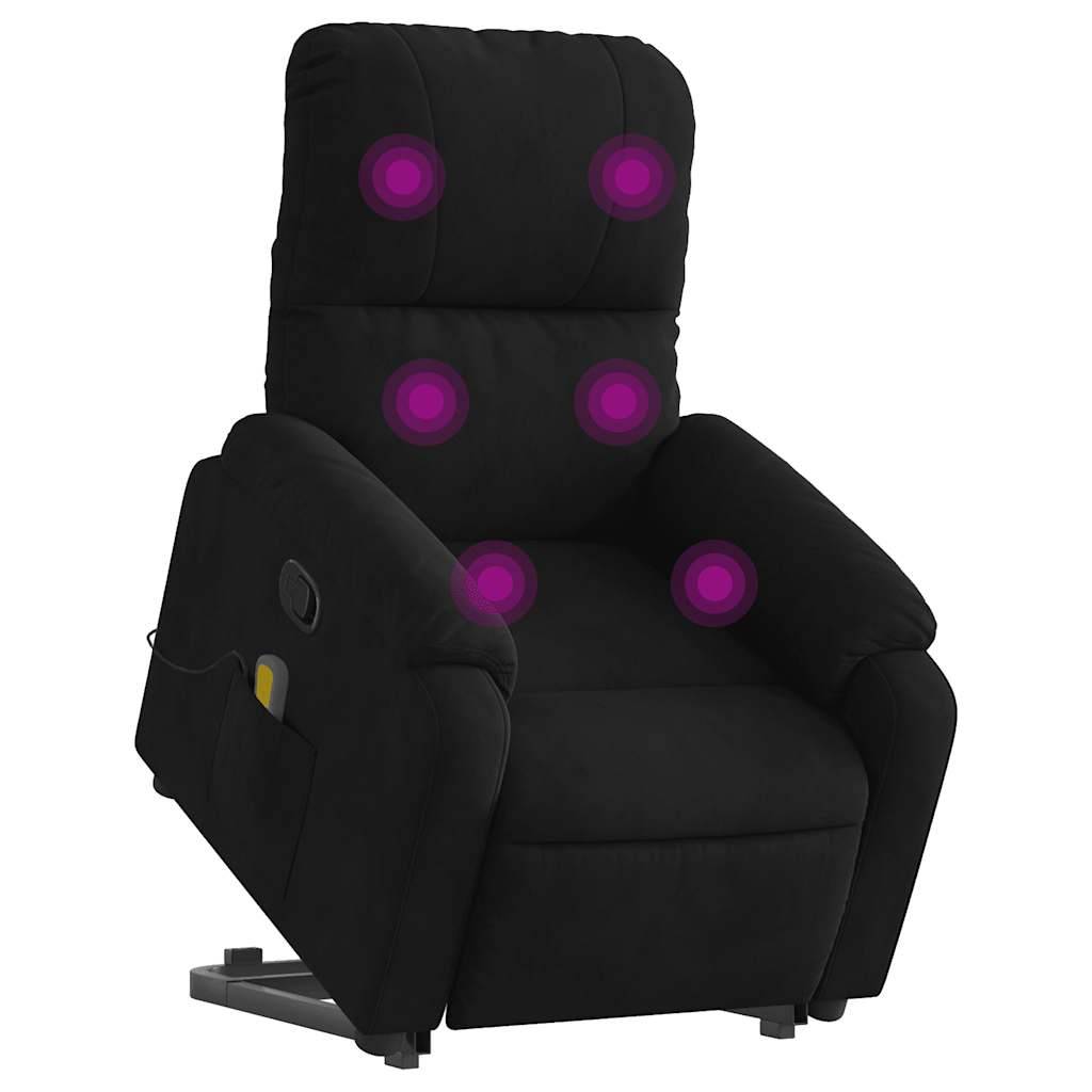 vidaXL Massagesessel mit Aufstehhilfe Schwarz Mikrofasergewebe