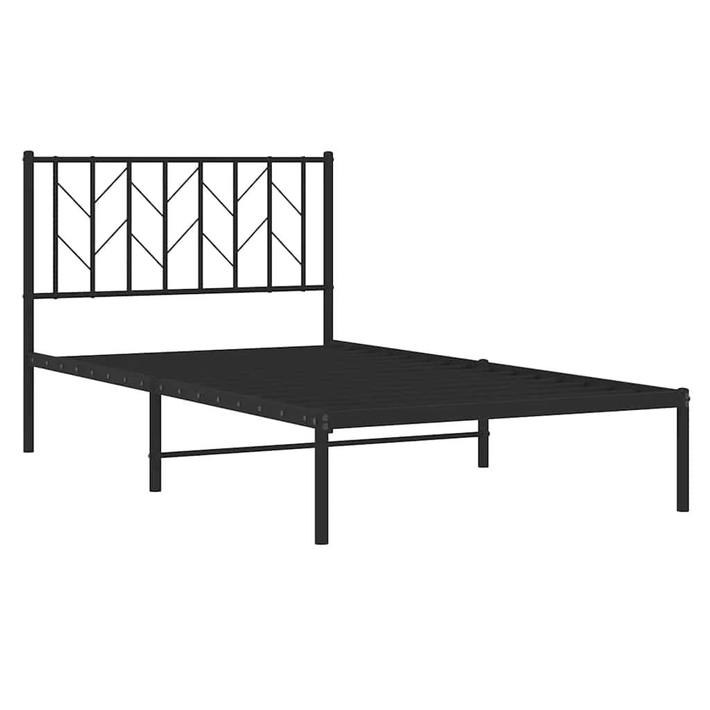 vidaXL Bettgestell mit Kopfteil Metall Schwarz 100x200 cm