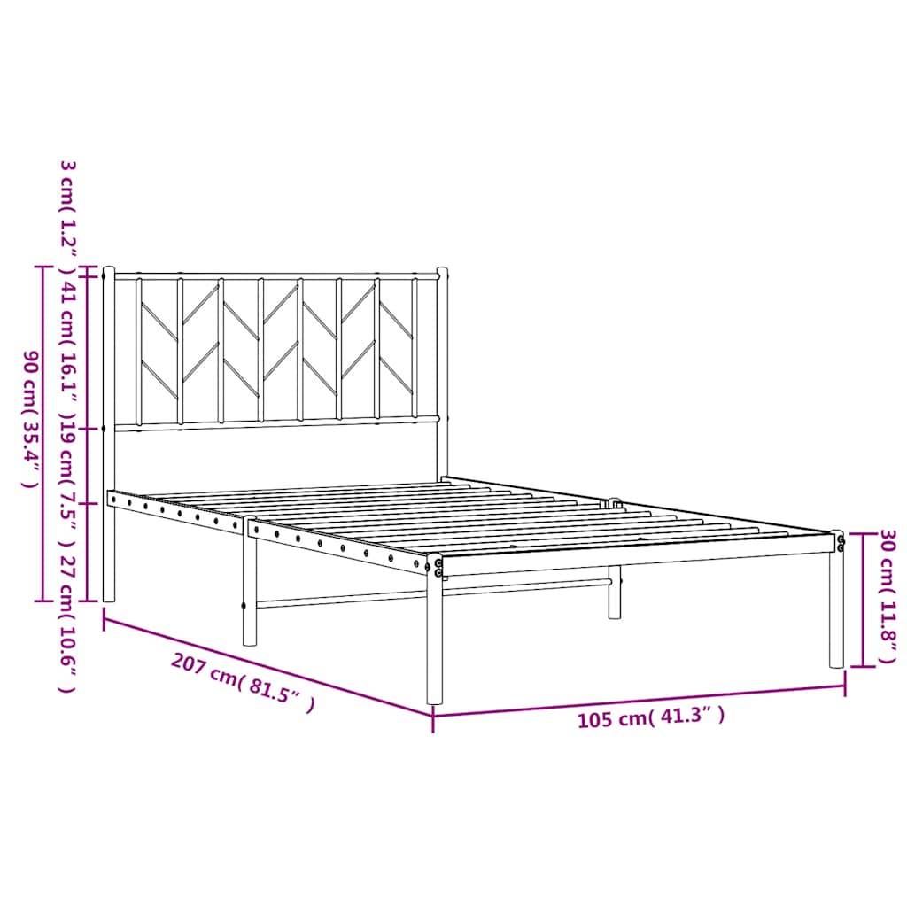vidaXL Bettgestell mit Kopfteil Metall Schwarz 100x200 cm
