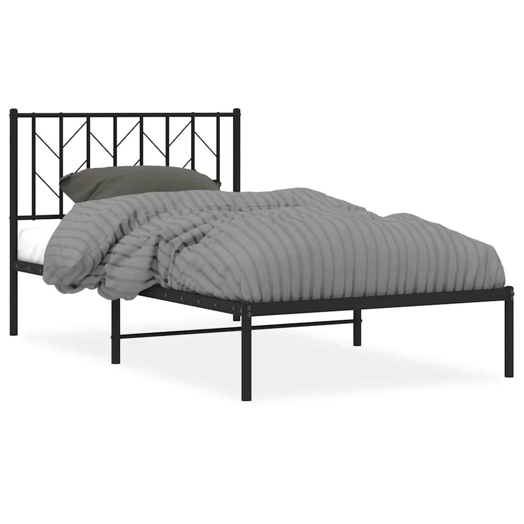 vidaXL Bettgestell mit Kopfteil Metall Schwarz 100x200 cm