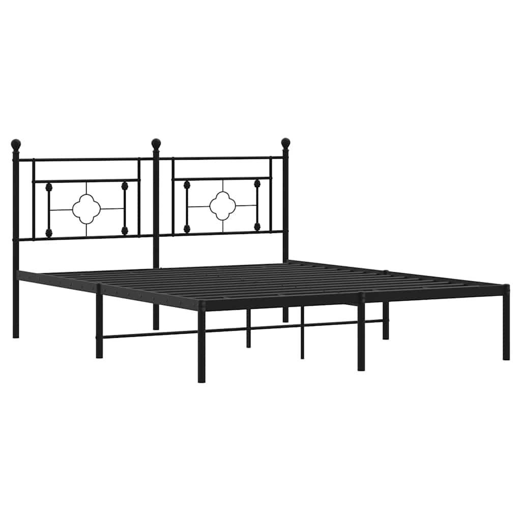 vidaXL Bettgestell mit Kopfteil Metall Schwarz 150x200 cm