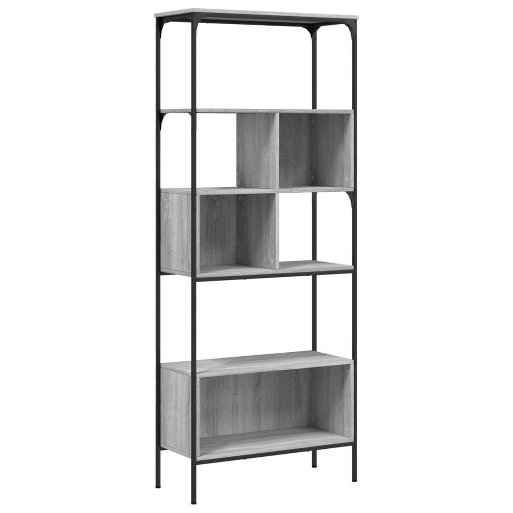 vidaXL Bücherregal 5 Böden Grau Sonoma 76x33x188,5 cm Holzwerkstoff