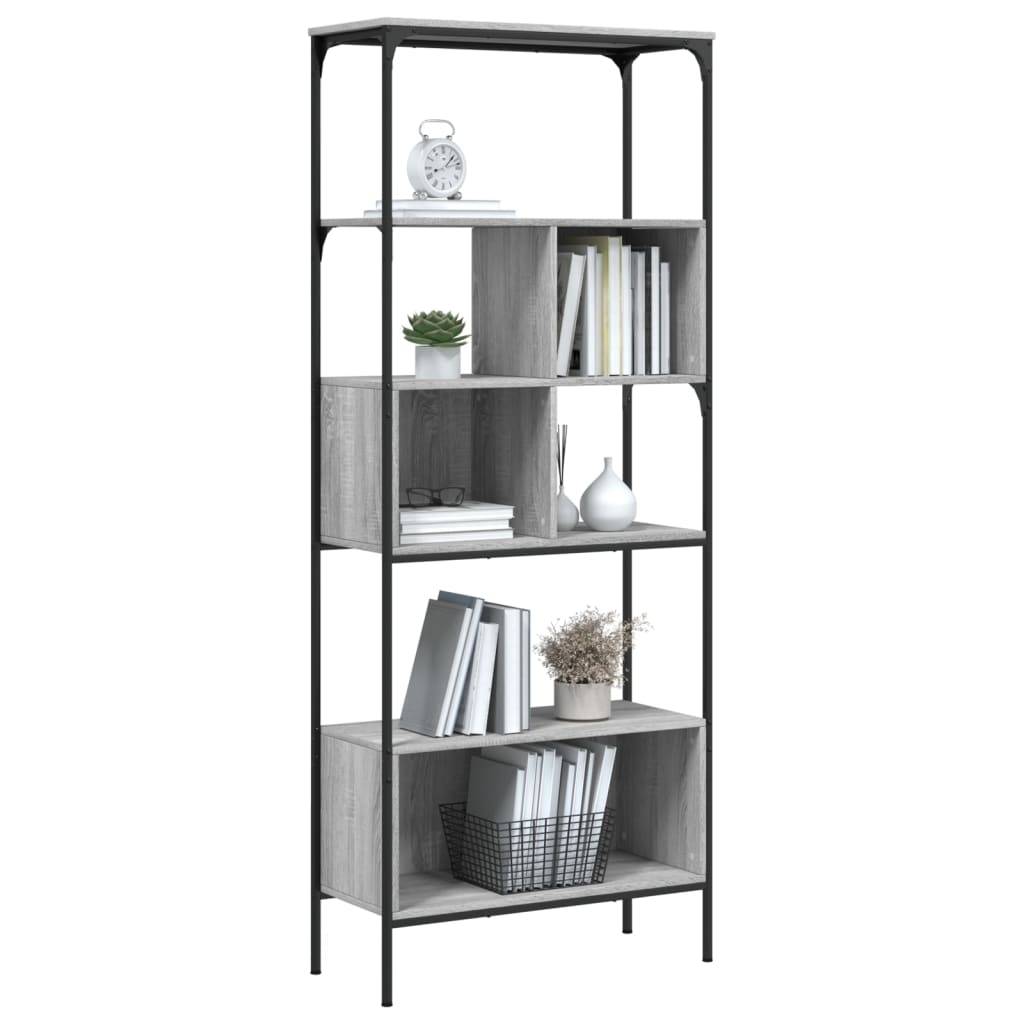 vidaXL Bücherregal 5 Böden Grau Sonoma 76x33x188,5 cm Holzwerkstoff
