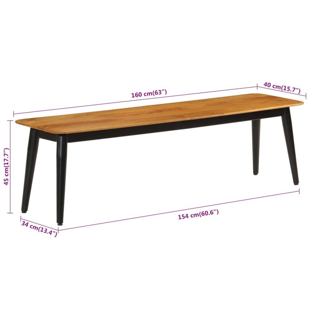 vidaXL Sitzbank 160x40x45 cm Massivholz Mango und Eisen