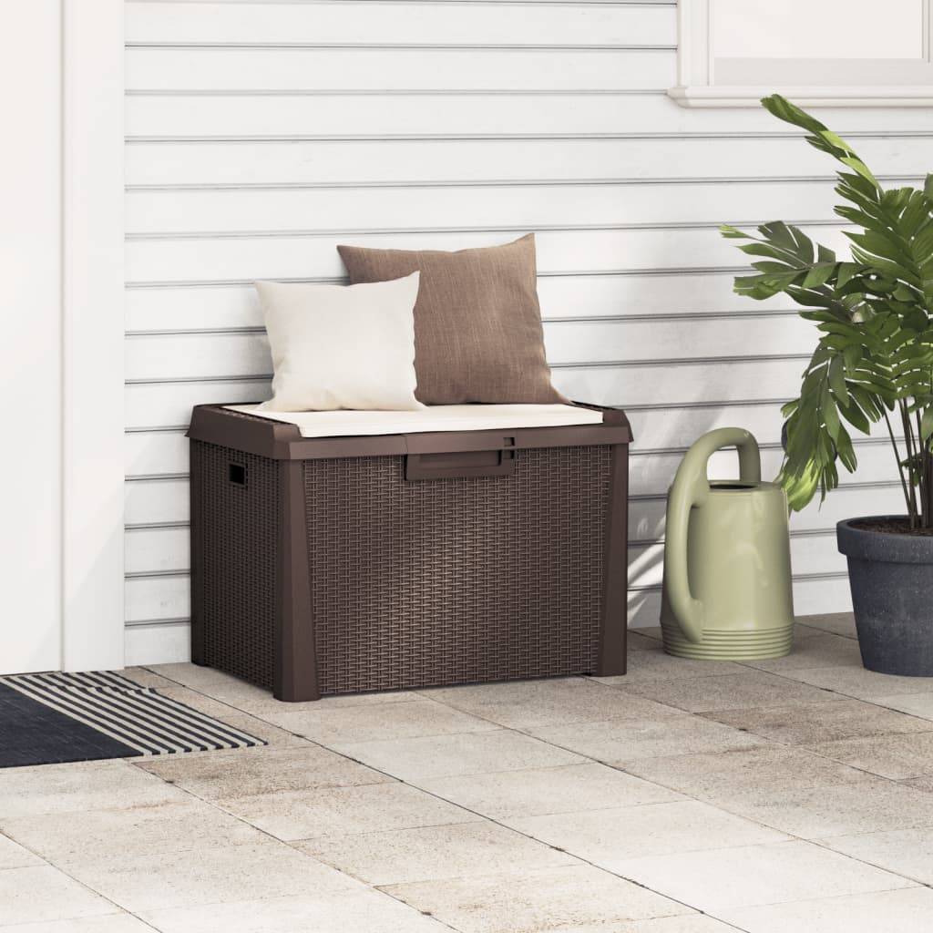 vidaXL Gartentruhe mit Sitzkissen Braun 125 L PP