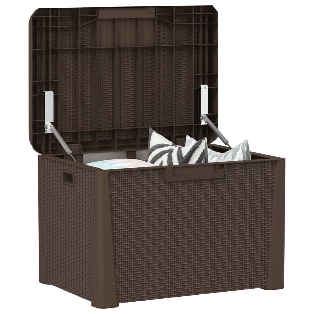vidaXL Gartentruhe mit Sitzkissen Braun 125 L PP