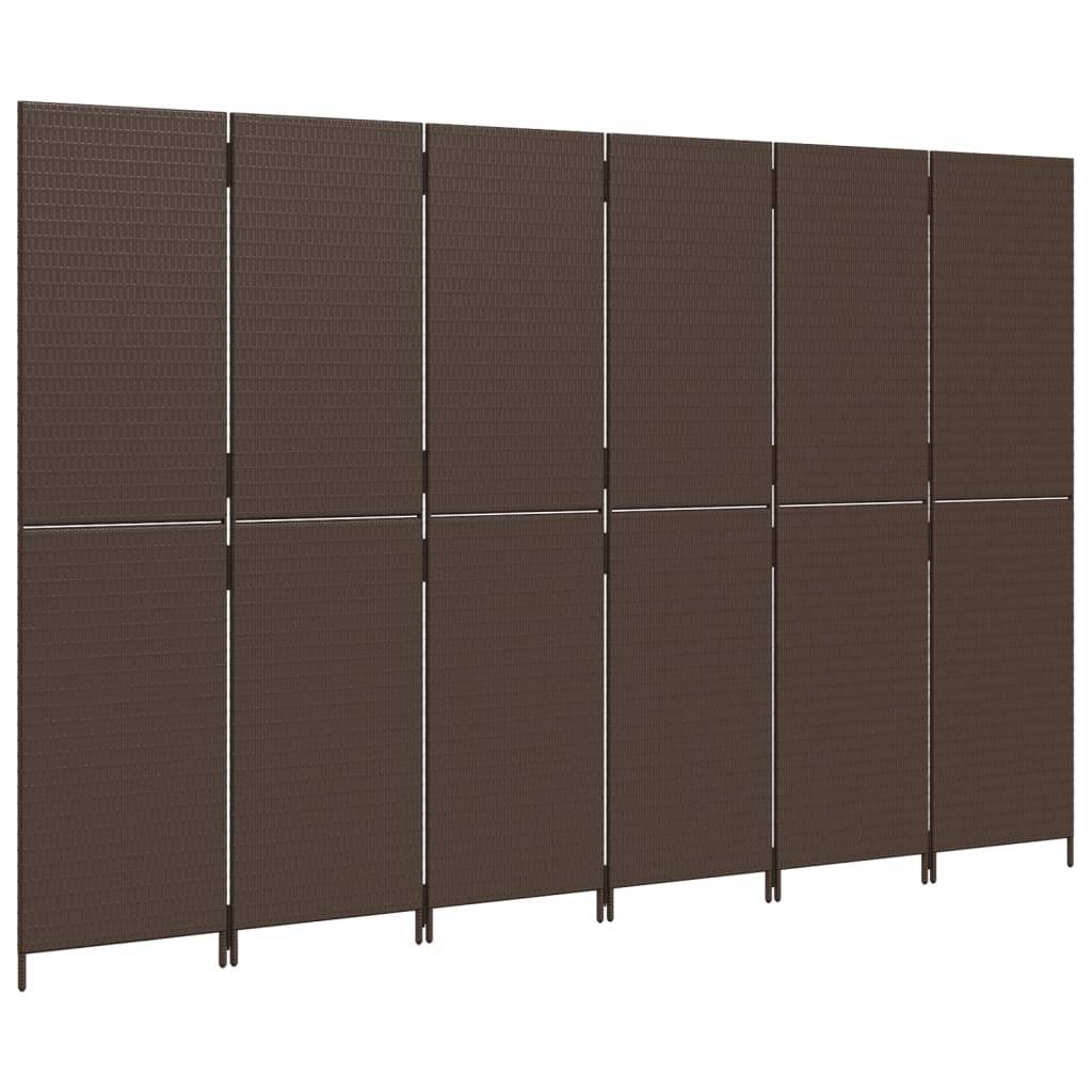vidaXL Paravent 6-tlg. Braun Poly Rattan