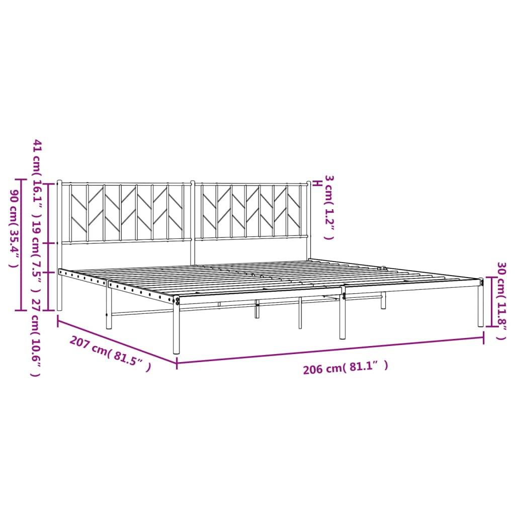 vidaXL Bettgestell mit Kopfteil Metall Schwarz 200x200 cm