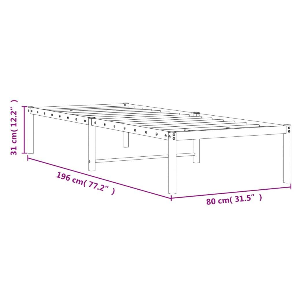 vidaXL Bettgestell Metall Weiß 75x190 cm