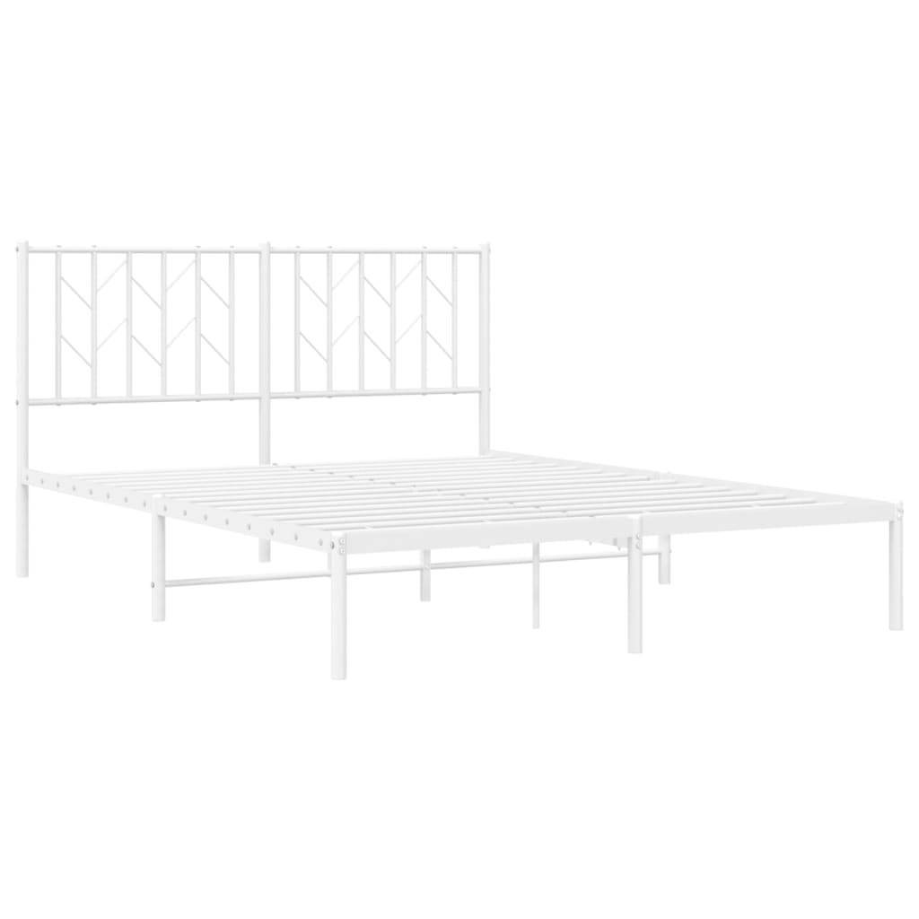 vidaXL Bettgestell mit Kopfteil Metall Weiß 140x200 cm