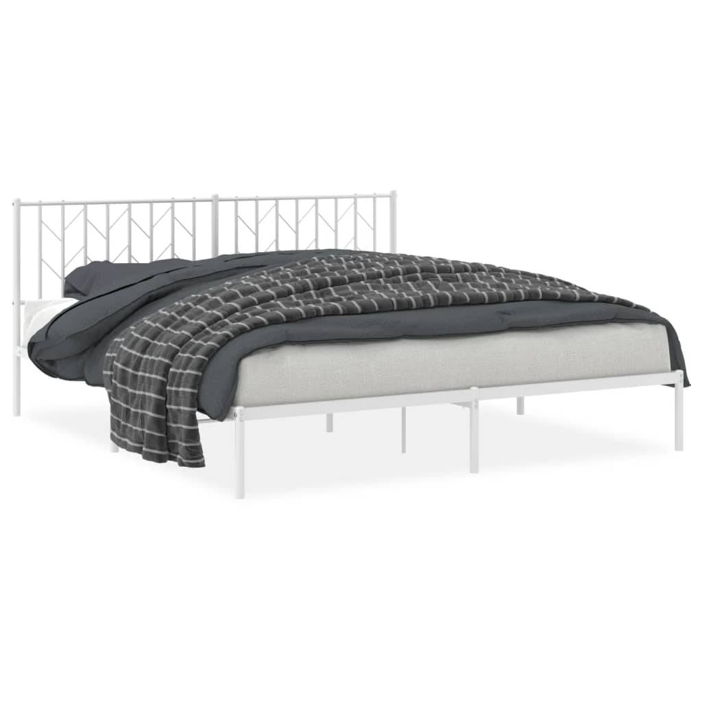 vidaXL Bettgestell mit Kopfteil Metall Weiß 183x213 cm
