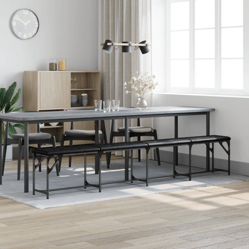vidaXL Essbank Schwarz 248x32x45 cm Stahl und Kunstleder