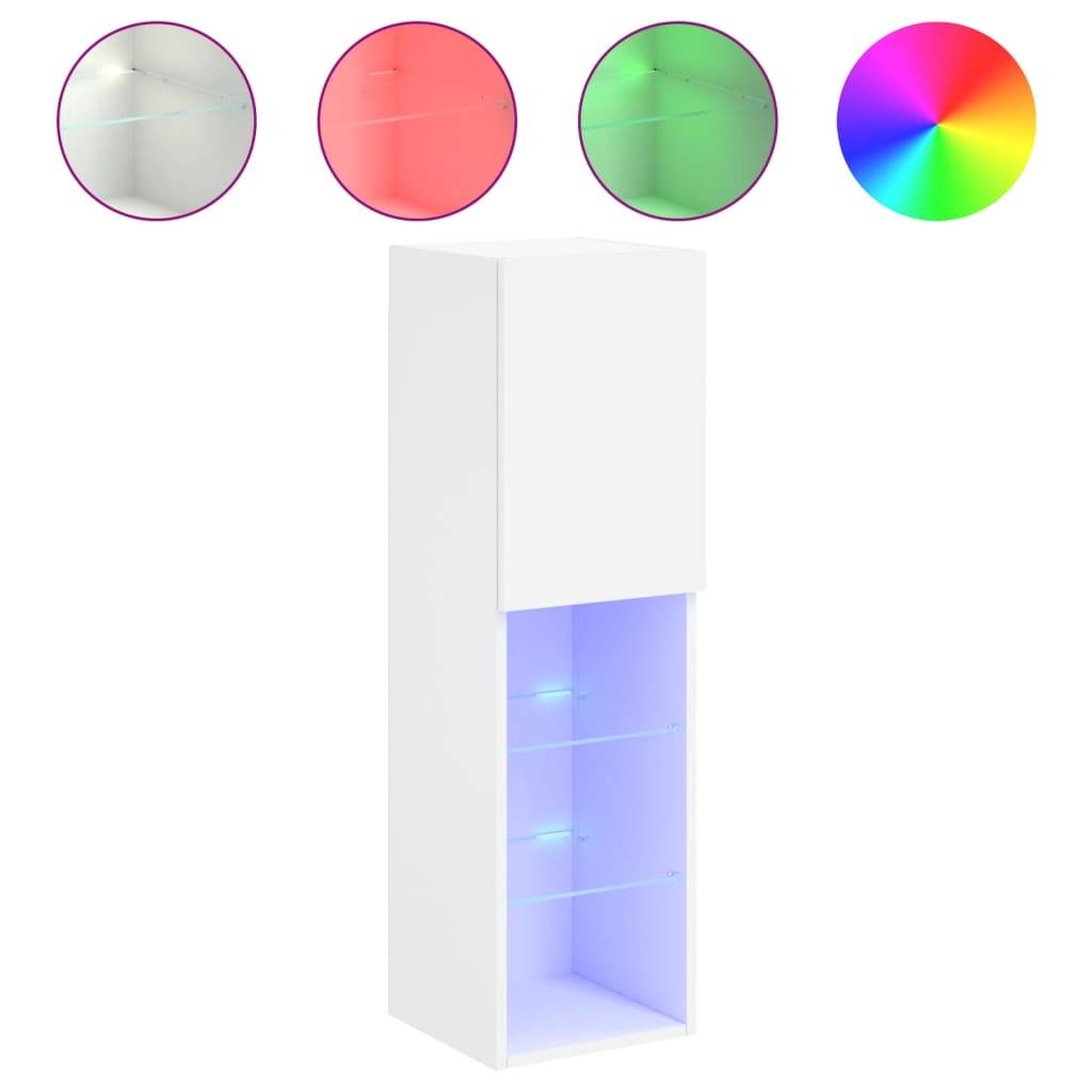 vidaXL TV-Schrank mit LED-Leuchten Weiß 30,5x30x102 cm