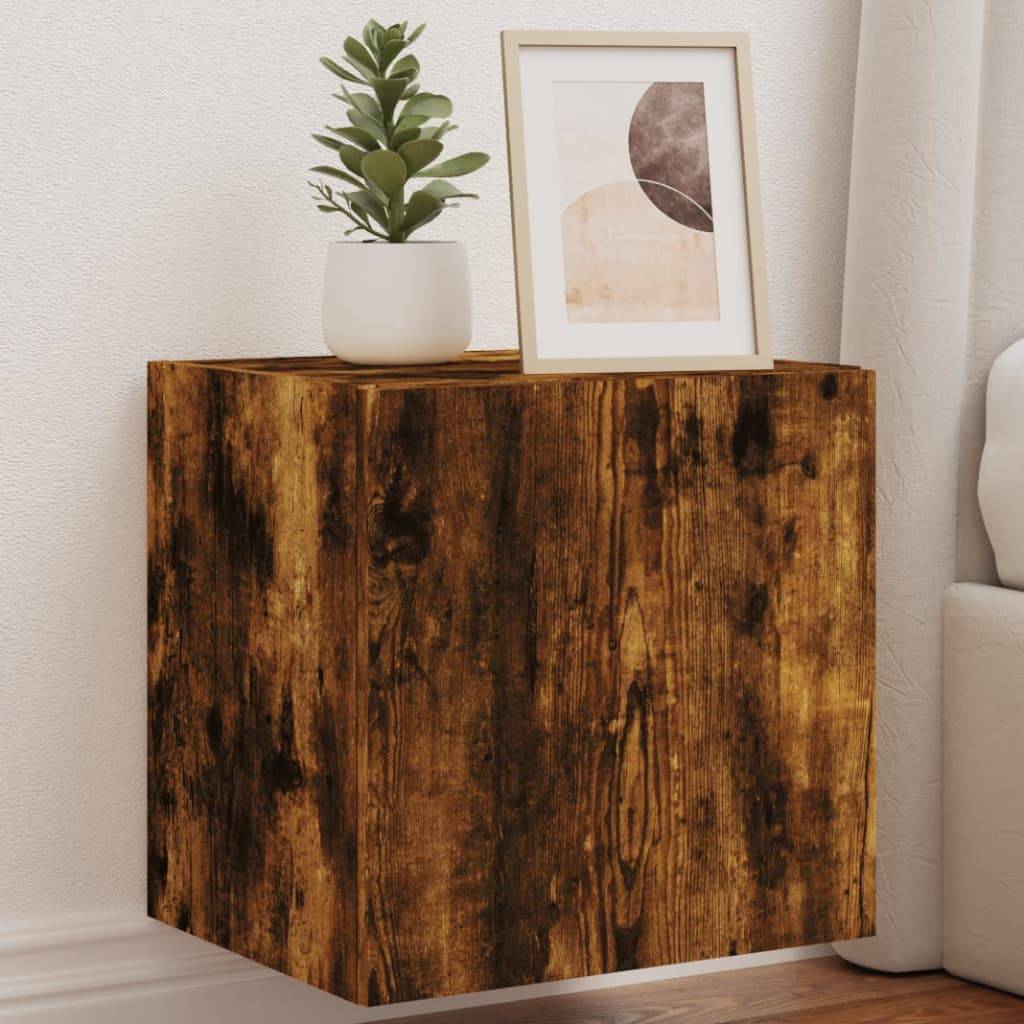 vidaXL TV-Wandschrank mit LED-Leuchten Räuchereiche 40,5x35x40 cm