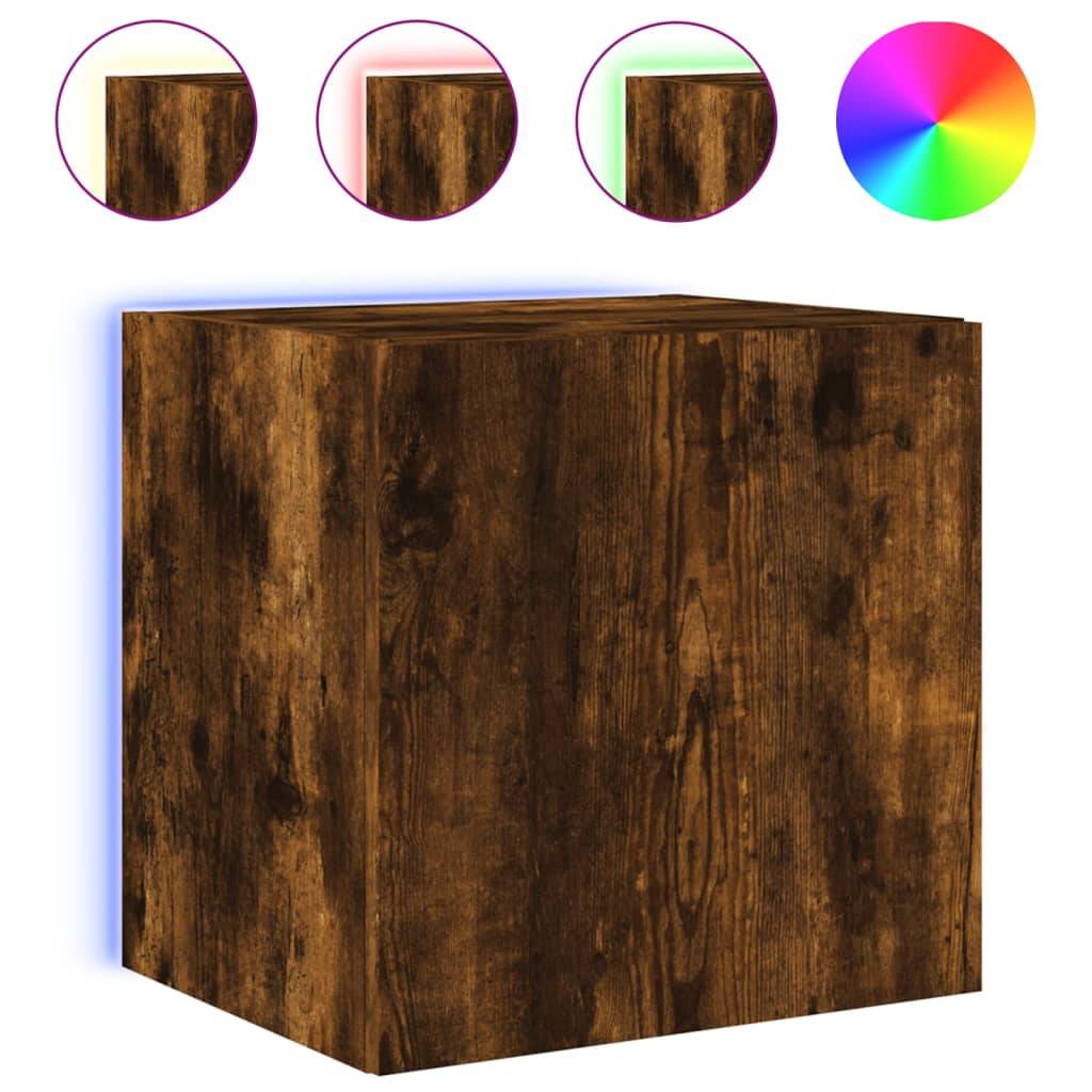 vidaXL TV-Wandschrank mit LED-Leuchten Räuchereiche 40,5x35x40 cm