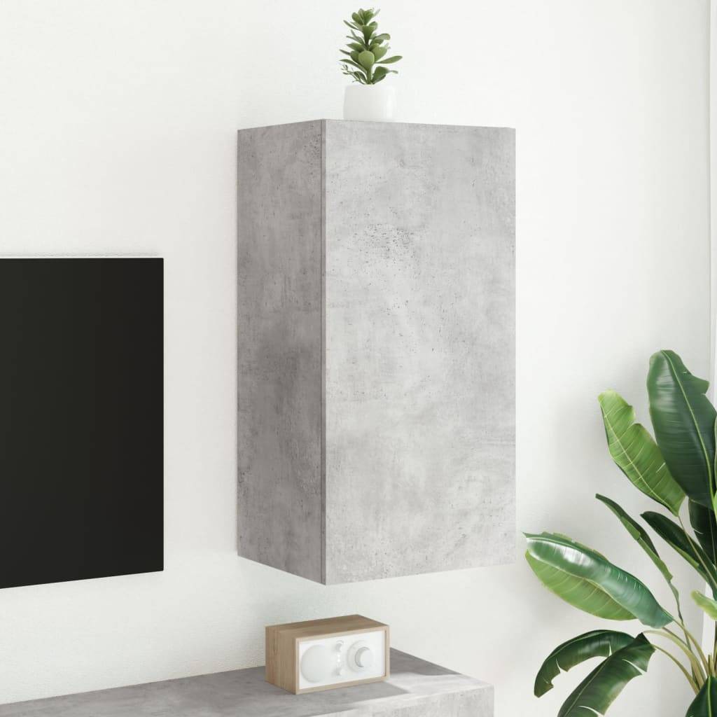 vidaXL TV-Wandschrank mit LED-Leuchten Betongrau 40,5x35x80 cm