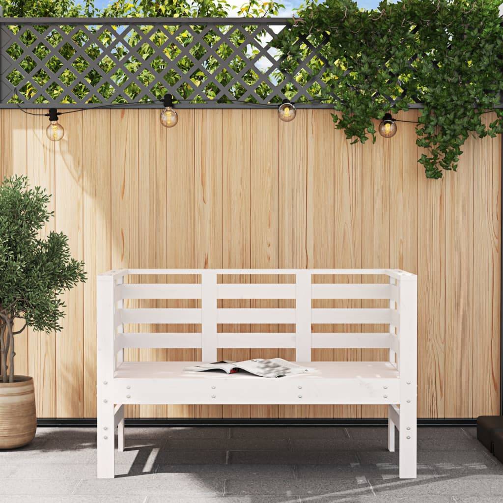 vidaXL Gartenbank Weiß 111,5x53x71 cm Massivholz Kiefer