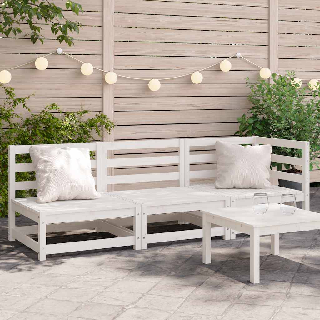 vidaXL Gartensofa 3-Sitzer Weiß Massivholz Kiefer