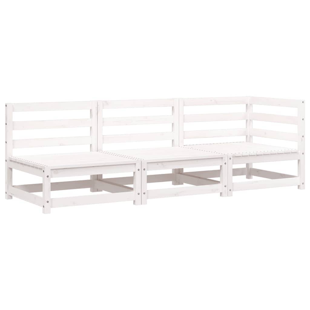 vidaXL Gartensofa 3-Sitzer Weiß Massivholz Kiefer