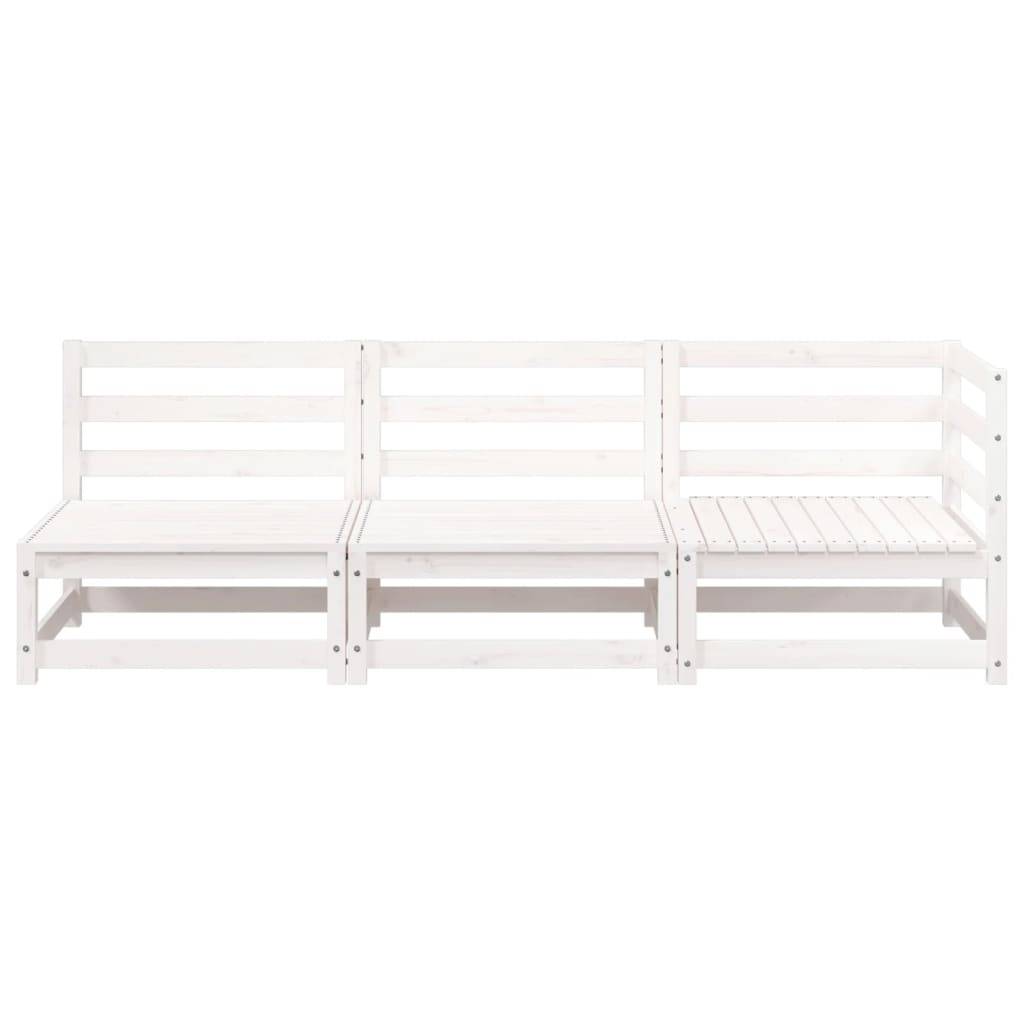 vidaXL Gartensofa 3-Sitzer Weiß Massivholz Kiefer