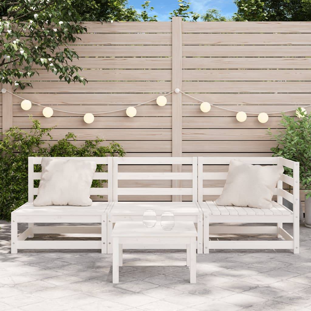 vidaXL Gartensofa 3-Sitzer Weiß Massivholz Kiefer