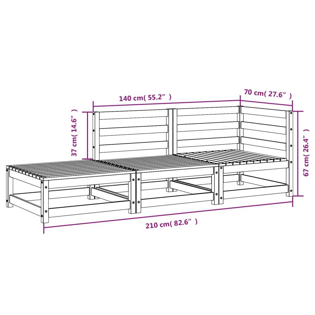 vidaXL Gartensofa mit Hocker 2-Sitzer Weiß Massivholz Kiefer