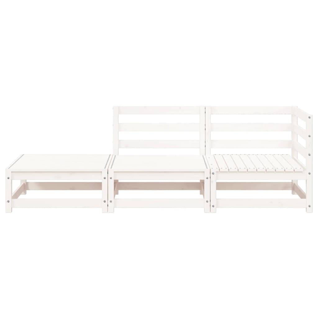 vidaXL Gartensofa mit Hocker 2-Sitzer Weiß Massivholz Kiefer