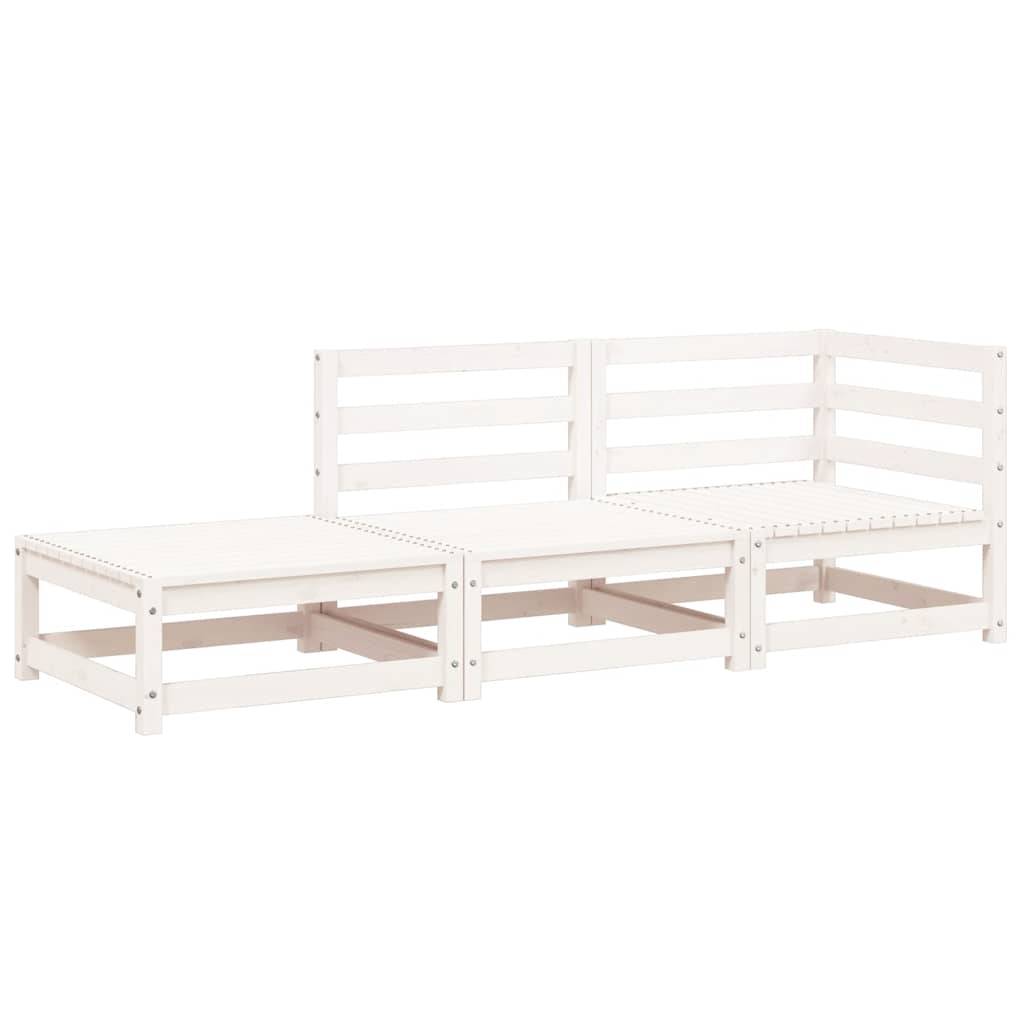 vidaXL Gartensofa mit Hocker 2-Sitzer Weiß Massivholz Kiefer