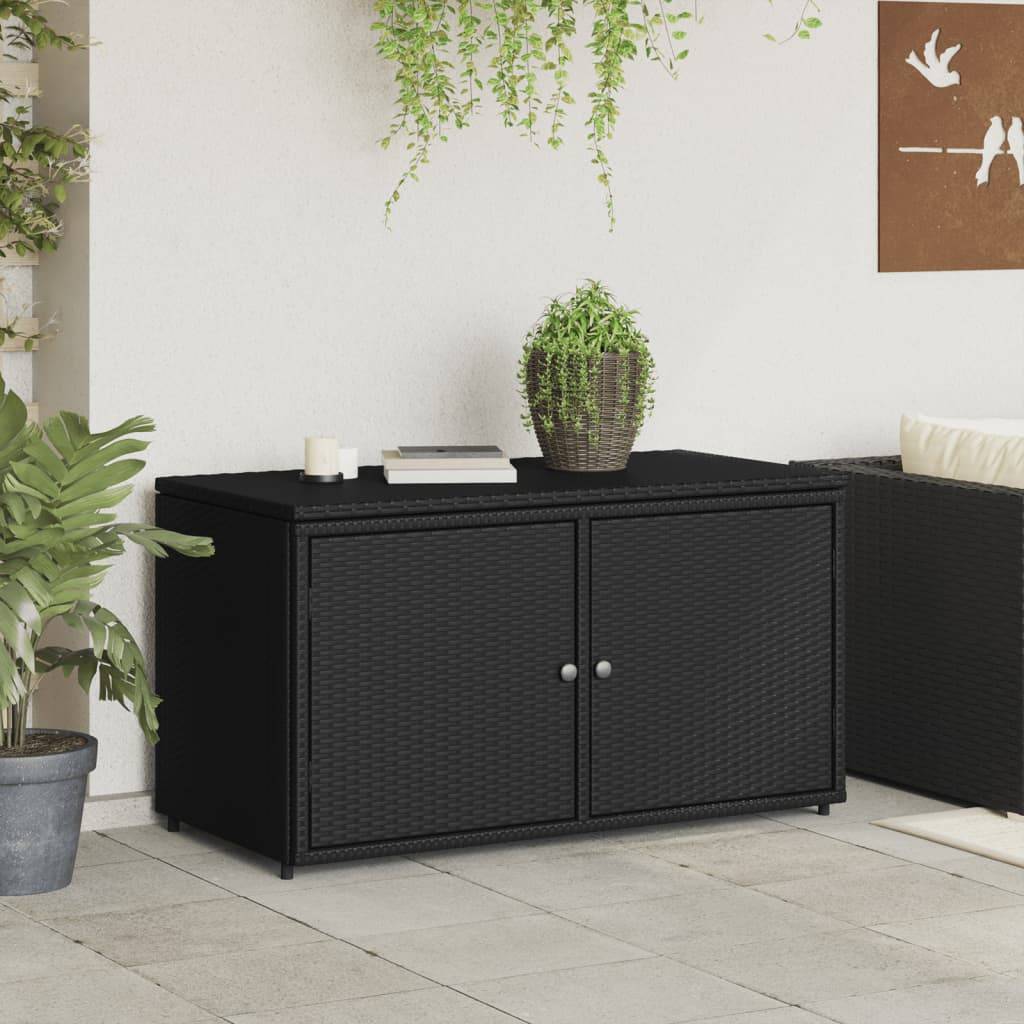 vidaXL Gartenschrank Schwarz 110x55x60,5 cm Poly Rattan