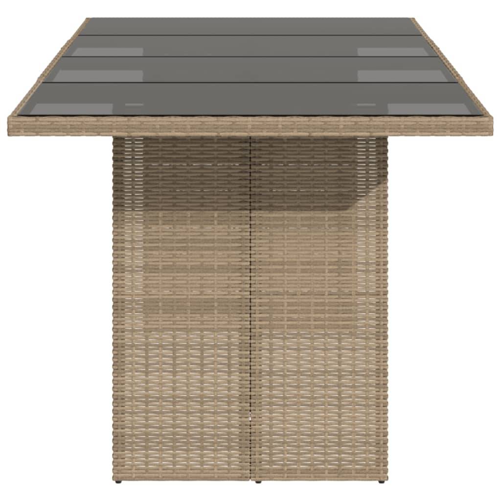 vidaXL Gartentisch mit Glasplatte Beige 190x80x74 cm Poly Rattan