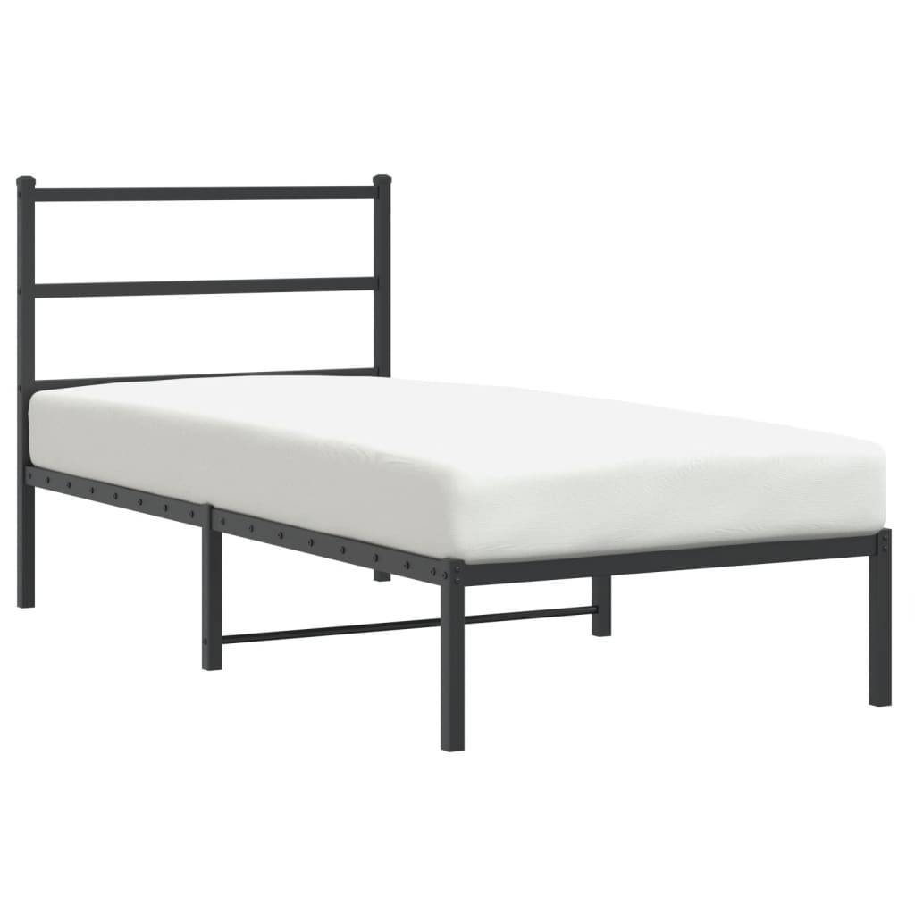 vidaXL Bettgestell mit Kopfteil Metall Schwarz 90x200 cm