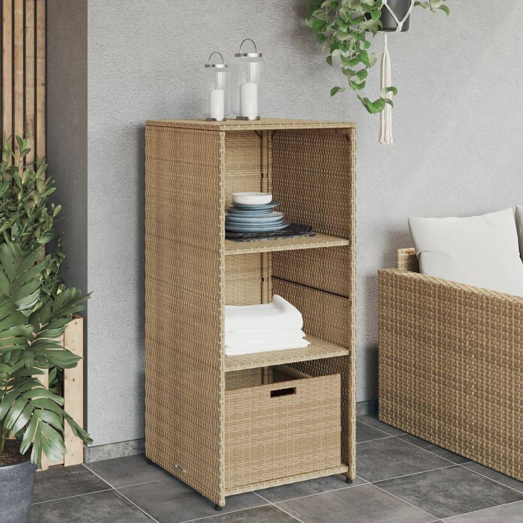 vidaXL Gartenschrank Beige 50x55x115 cm Poly Rattan