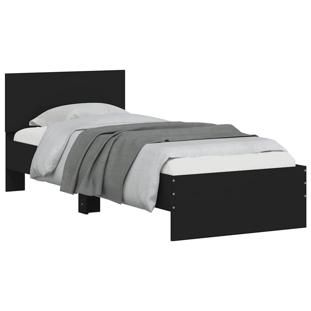vidaXL Bettgestell mit Kopfteil Schwarz 75x190 cm Holzwerkstoff